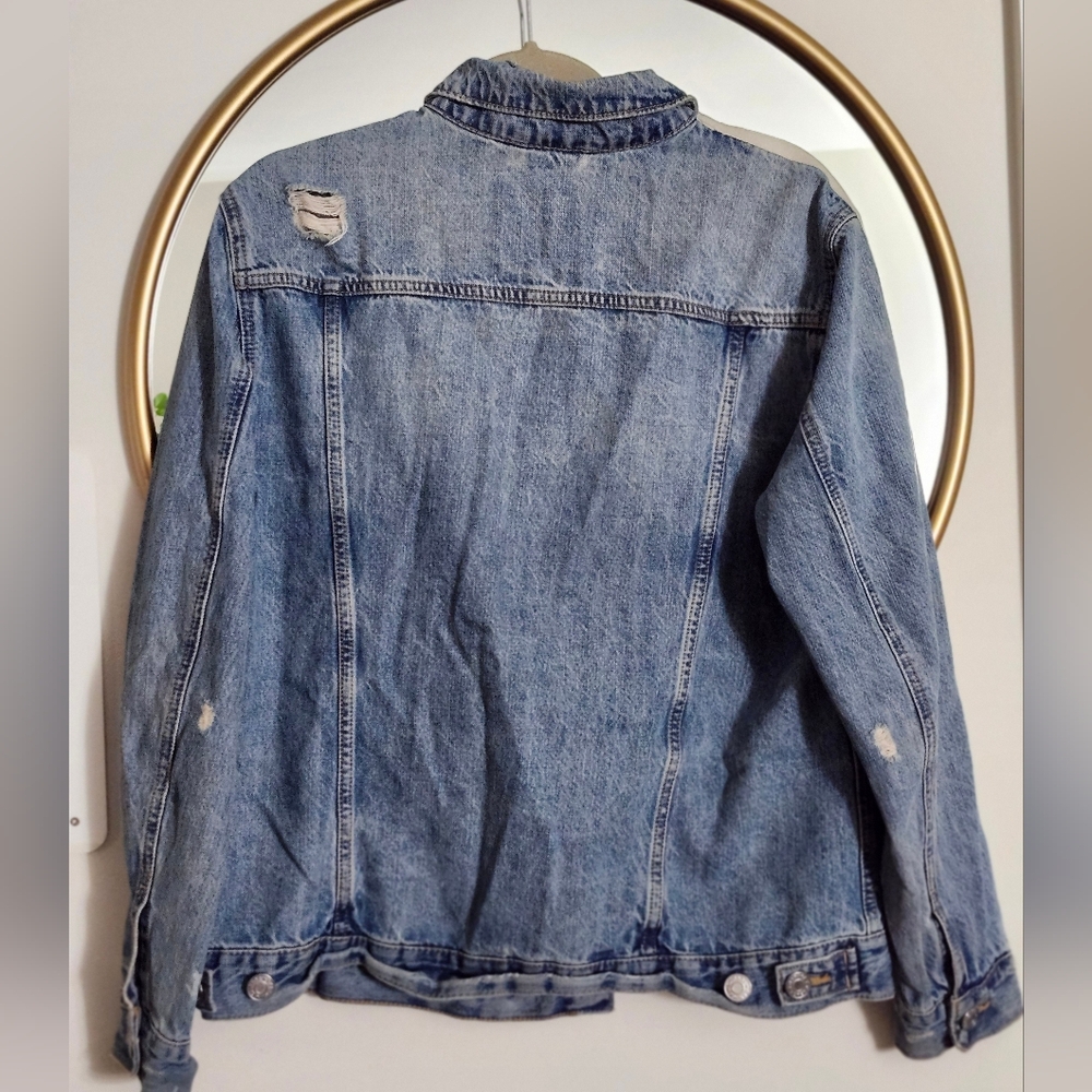 Boyfriend Denim Jacket Mid-Wash  Large - Picture 2 of 6